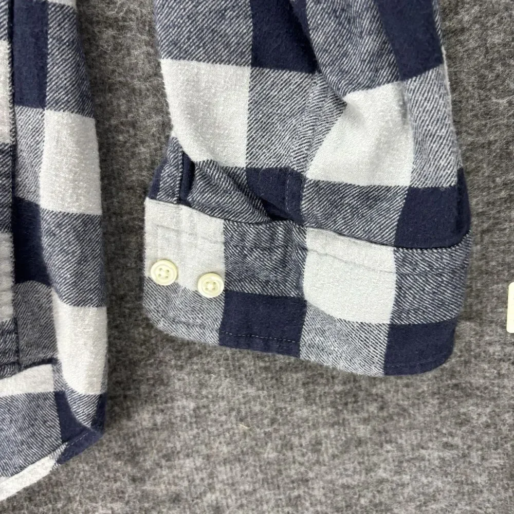 Banana Republic Flannel Shirt Men’s Medium Blue Buffalo Plaid 100% Cotton